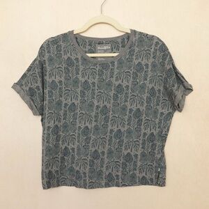 Anthropologie Blue-Green Patterned Short Sleeve Top
